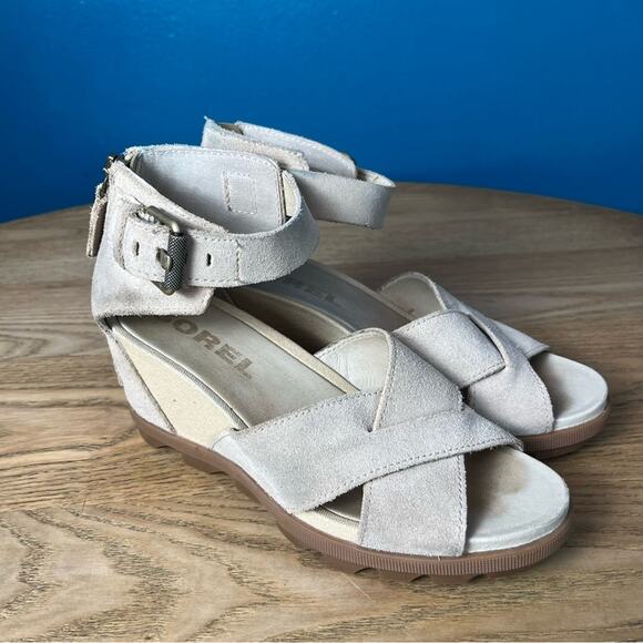 Sorel Joanie II Lug Sole Wedge Sandal Open Toe Comfort Shoe Tan Women’s Size 7 - Picture 2 of 9